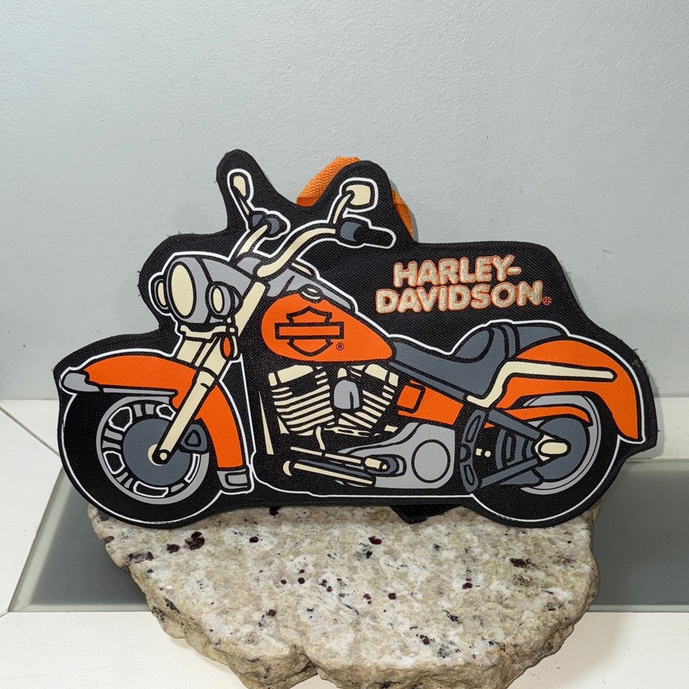 Harley-Davidson Motorcycle Emblem Kids Backpack Orange Black Embroidered Logo